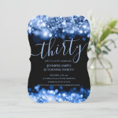 30歳エレガント誕生日ネイビーブルーグラームライト 招待状 (スタンド正面)
