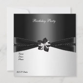30歳エレガント誕生日パーティー白黒水玉模様 招待状 (裏面)