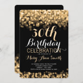 30歳エレガント誕生日パーティー金ゴールド灯 招待状 (正面/裏面)