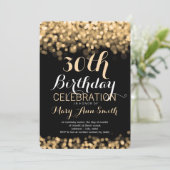 30歳エレガント誕生日パーティー金ゴールド灯 招待状 (スタンド正面)
