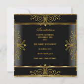 30歳エレガント誕生日ブラック金ゴールドアールデコ 招待状 (裏面)