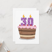 30歳オンお誕生日ケーキ カード (正面/裏面インサイチュ)