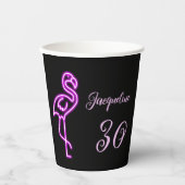 30歳カスタムレトロネオンピンクフラミンゴ 紙コップ (正面)