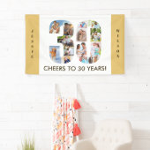 30歳カスタム誕生日パーティーニュートラルフォトコラージュ 横断幕 (インサイチュ)