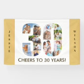 30歳カスタム誕生日パーティーニュートラルフォトコラージュ 横断幕 (横)