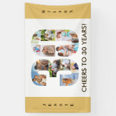 30歳カスタム誕生日パーティーニュートラルフォトコラージュ 横断幕 (縦)