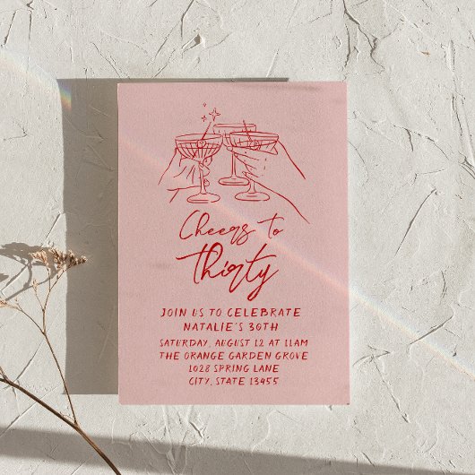 30歳カラフルの誕生日に手書き応援 招待状