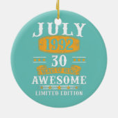 30歳ギフトヴィンテージ1992年7月30日 セラミックオーナメント (裏面)