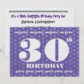 30歳サプライズ誕生日パーティー大きな数字テンプレート 招待状 (正面/裏面)