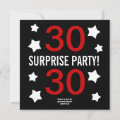 30歳サプライズ誕生日 黒 赤 緑 ストライプ V02 招待状 (裏面)