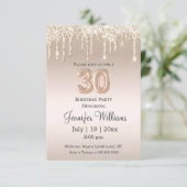 30歳スタイリッシュの誕生日の金ゴールド滴下グリッター 招待状 (スタンド正面)