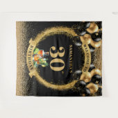 30歳スタイリッシュ誕生日ブラック金ゴールドタペストリー タペストリー (正面(横))