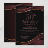 30歳スタイリッシュ誕生日ブラック&ピンクパーティー 招待状 (正面/裏面)