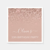 30歳バラ金ゴールド赤面ピンクグリッター任意の年齢 スタンダードカクテルナプキン (正面)