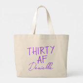 30歳パーソナライズされたおもしろいの誕生日 ラージトートバッグ (裏面)