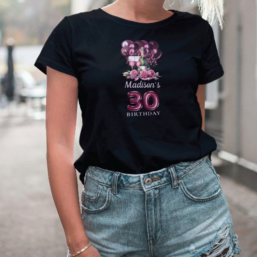30歳パーソナライズされたの誕生日ラグジュアリーワイン&バルーン Tシャツ