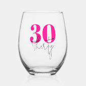 30歳パーソナライズされたの誕生日 ステムなしワイングラス (正面)