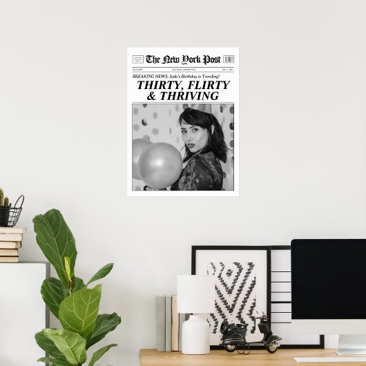 30歳パーソナライズされた誕生日の新聞ポスターデコール ポスター (ホームオフィス)