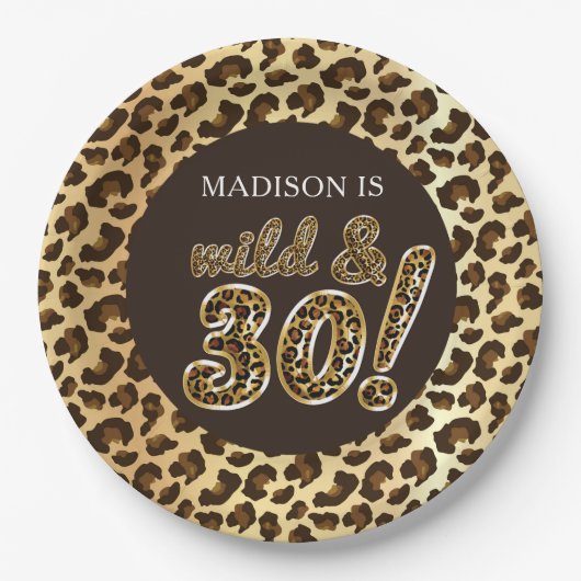 30歳パーソナライズされた誕生日ヒョウ箔風船 ペーパープレート (正面)