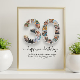 30歳パーソナライズされた誕生日フォトコラージュのポスター ポスター