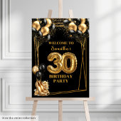 30歳パーソナライズされた誕生日抱き枕ブラック金ゴールド🎉 ミディアムペーパーバッグ