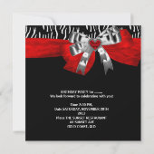 30歳パーティーシルバーレッド白黒ゼブラ 招待状 (裏面)