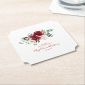 30歳パーティー赤ローズピンク牡丹カスタム ペーパーコースター (アングル)