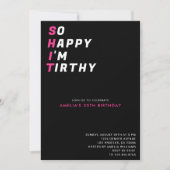 30歳ブラックピンクおもしろい30歳の誕生日おめでとう 招待状 (正面)