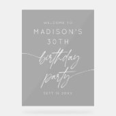 30歳ミニマルの誕生日パーティーウェルカムホワイトスクリプト アクリルサイン (正面)