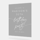 30歳ミニマルの誕生日パーティーウェルカムホワイトスクリプト アクリルサイン (傾斜)