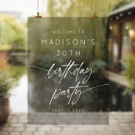 30歳ミニマルの誕生日パーティーウェルカムホワイトスクリプト アクリルサイン