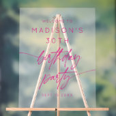 30歳ミニマルの誕生日パーティーピンクの霜の降り歓迎 アクリルサイン (ニュートラル)