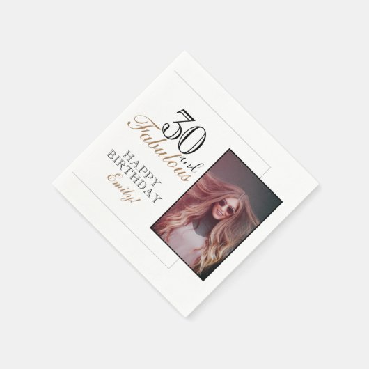 30歳モダンと30歳の誕生日の写真 スタンダードカクテルナプキン (角)