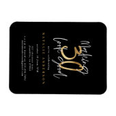 30歳モダンのタイポグラフィブラックと金ゴールド マグネット (横)