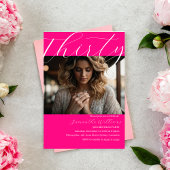 30歳モダンのピンク写真30歳の誕生日の招待状 招待状