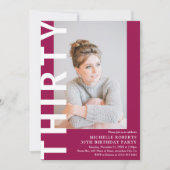 30歳モダンの写真30歳の誕生日パーティの招待状 招待状 (正面)