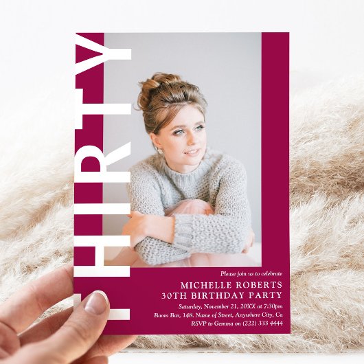 30歳モダンの写真30歳の誕生日パーティの招待状 招待状