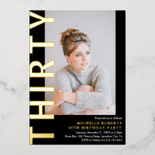 30歳モダンの写真30歳の誕生日パーティの招待状 箔招待状 (正面)