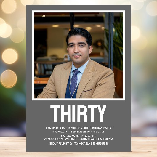 30歳モダンの写真30歳の誕生日パーティー 招待状