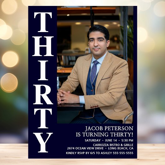 30歳モダンの写真30歳の誕生日パーティー 招待状
