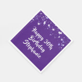 30歳モダンの誕生日に紫の筆の台本の星 スタンダードランチョンナプキン (角)