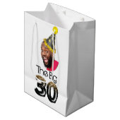 30歳モダンの誕生日の写真パーソナライズされた ミディアムペーパーバッグ (正面アングル)