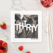 30歳モダンの誕生日の写真 スタンダードランチョンナプキン (インサイチュ)