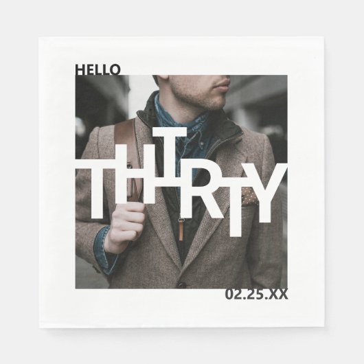 30歳モダンの誕生日の写真 スタンダードランチョンナプキン (正面)