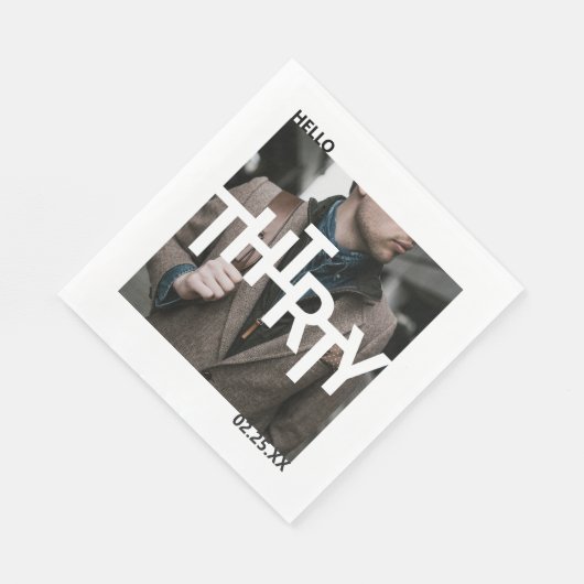 30歳モダンの誕生日の写真 スタンダードランチョンナプキン (角)