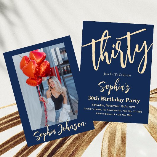 30歳モダンの誕生日パーティの招待状 招待状