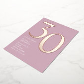 30歳モダンの誕生日パーティーピンク 箔招待状 (回転した状態)