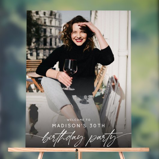 30歳モダンの誕生日パーティーフォトスクリプトタイポグラフィ アクリルサイン (ニュートラル)