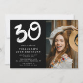 30歳モダンの誕生日パーティー写真 招待状 (正面)