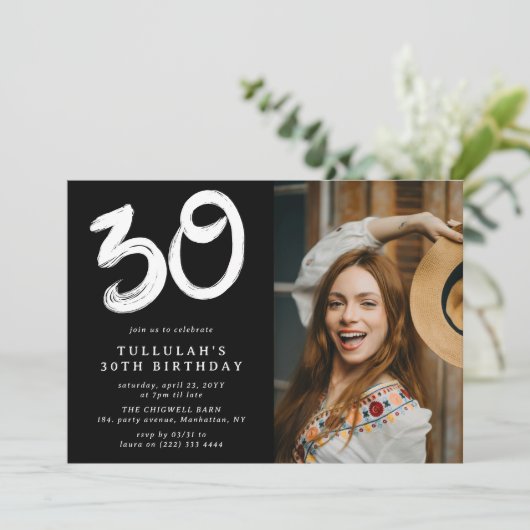 30歳モダンの誕生日パーティー写真 招待状 (スタンド正面)